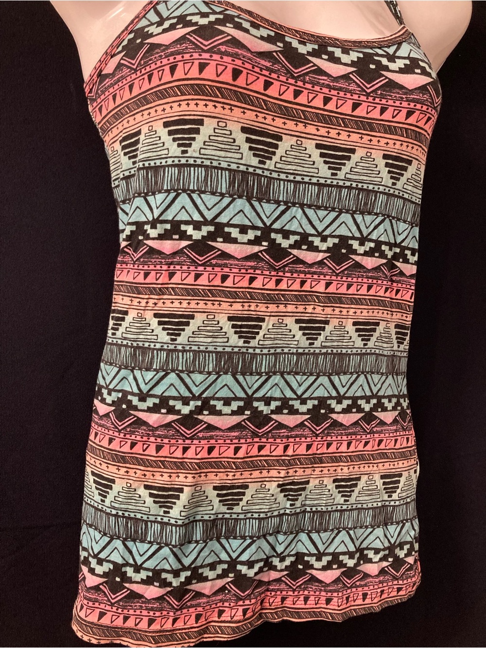 Ardene Boho Tribal Aztec Print Racerback Tank Top S
